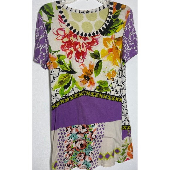 Etro Dresses & Skirts - Etro Dress Women 46 Multicolor Mixed‎ Print Floral Geometric Short Sleeve Shift